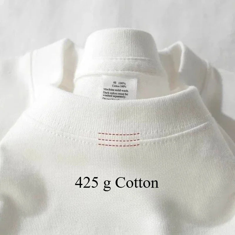 Men's Heavyweight Cotton T-Shirt - 425g Breathable Half Sleeve Tee