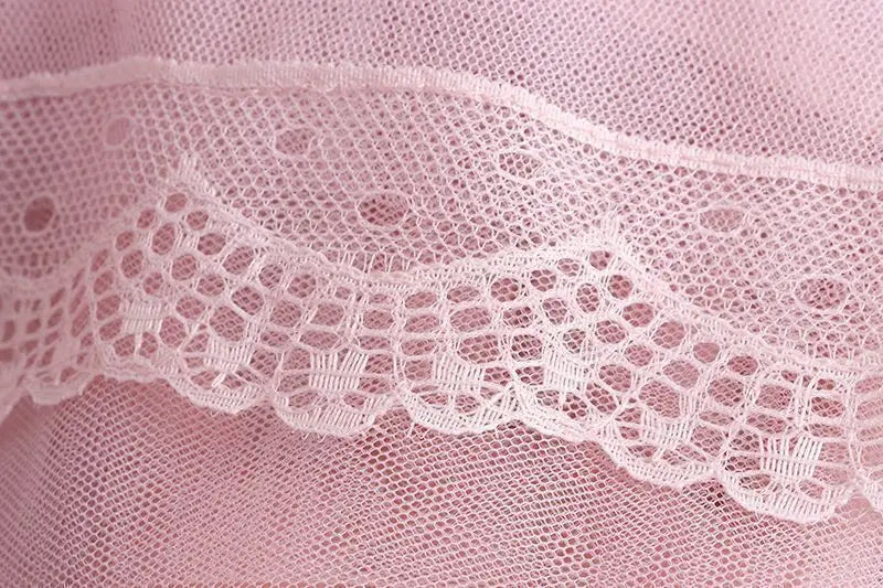 Sweet Lace A-Line Half Skirt Women's Spring Summer New Style Elastic Waist Slimming Cake Skirt High Waist Polyester Fiber