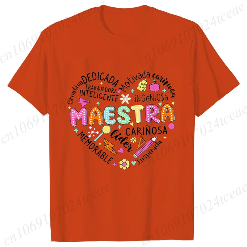 Spanish Maestra Women's T-Shirt Casual Short Sleeve Graphic Tee