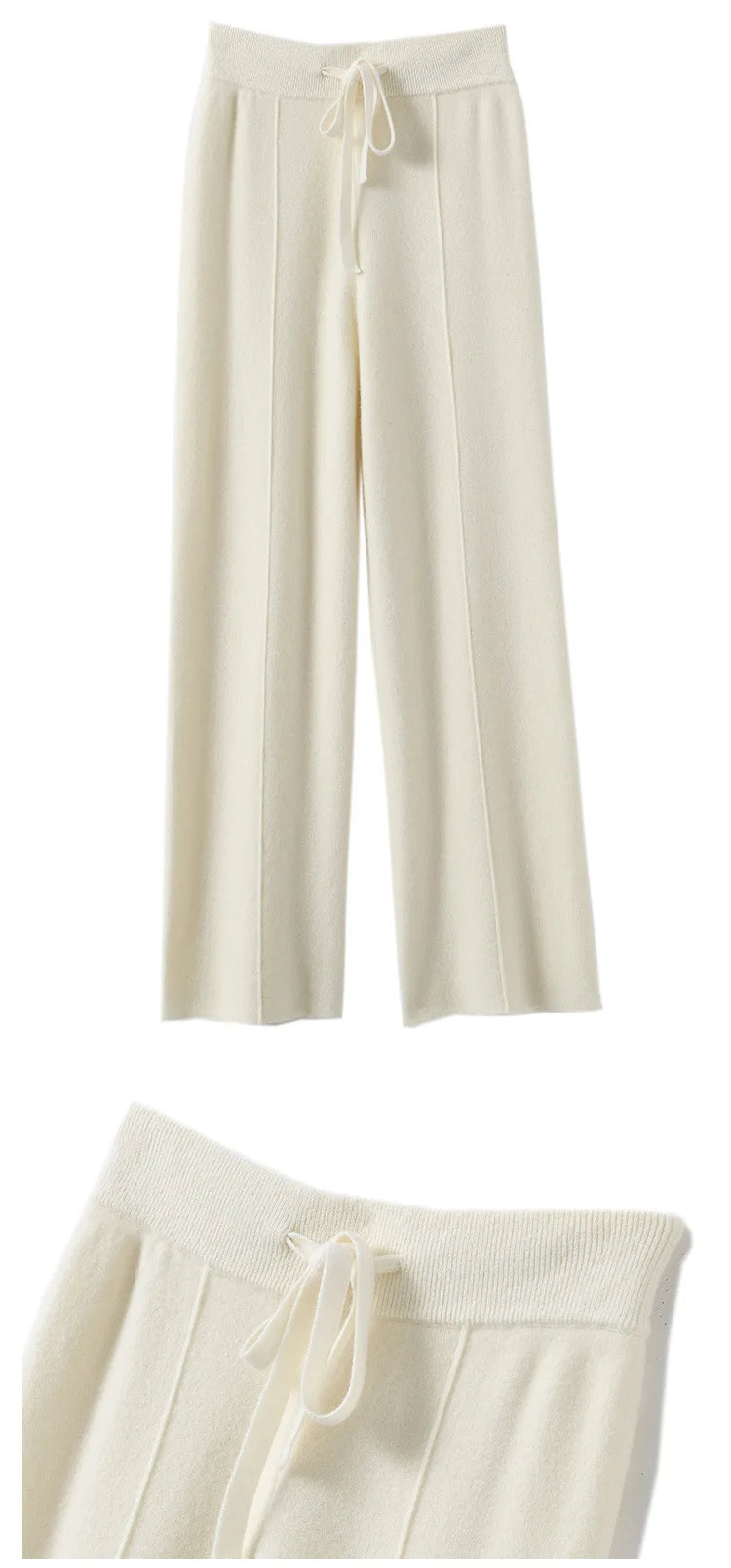 Women's High waisted warm knit wide leg straight leg pants for women, solid color loose wide leg pants