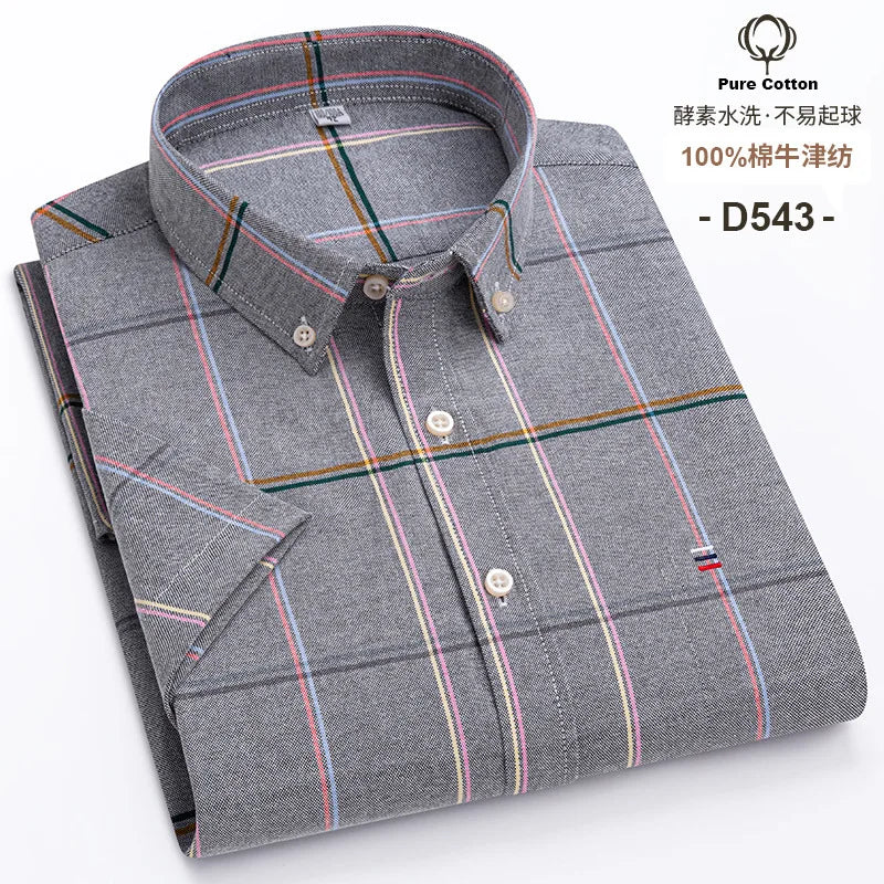 Men's Casual Short Sleeve Shirt - 100% Cotton Classic Fit 7XL