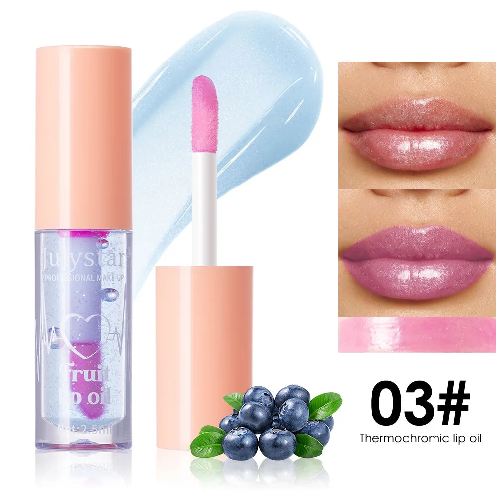 10Color Fruit Flavor Temperature Changing Lip Oil Set Hydrating Glossy Lip Gloss Brightening Water Light Lip Makeup Cosmetic Kit