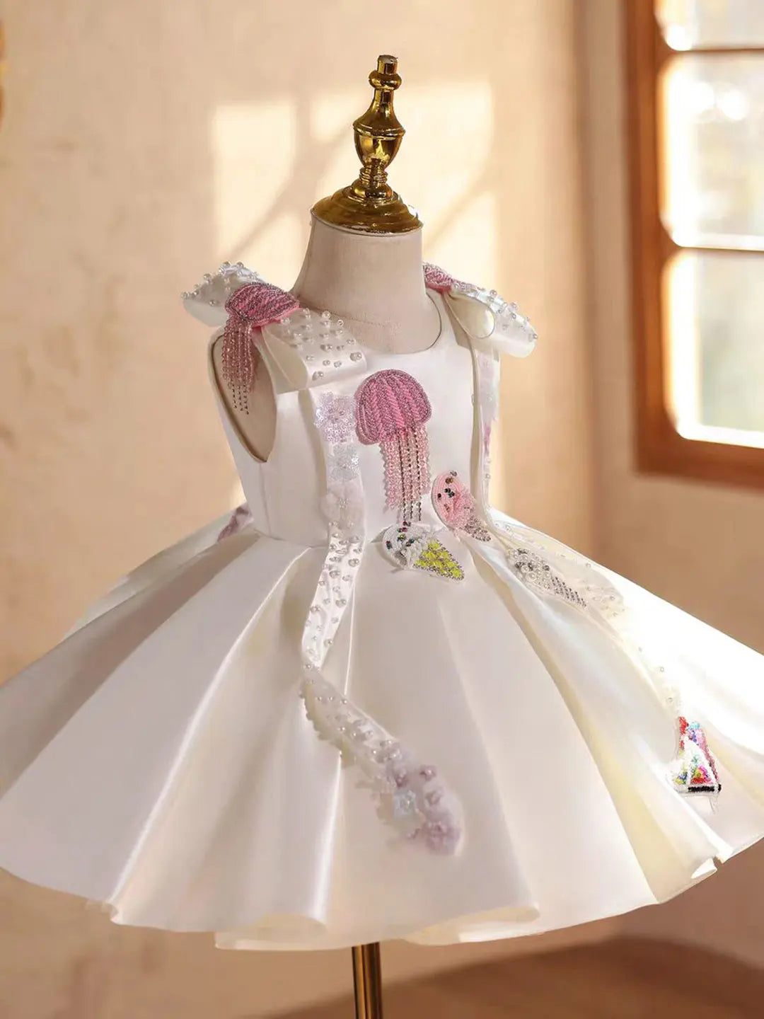 Dreamy Vow D223 Cute Flower Girl Dress Crystal Satin Princess Kids Fomal Gown for Wedding Birthday Festival Party Pageant