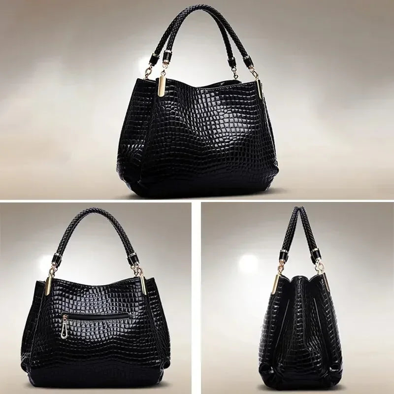 Women's Bag Large Capacity Tote Daily Commute Women's Shoulder Bag Crocodile Print Bright Face Handbag Shopping Women's Handbags