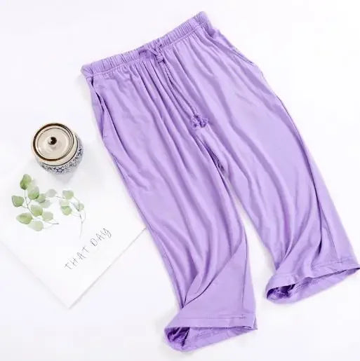 Women's Modal Pajama Pants Cropped Sleep Bottoms - Comfortable Home