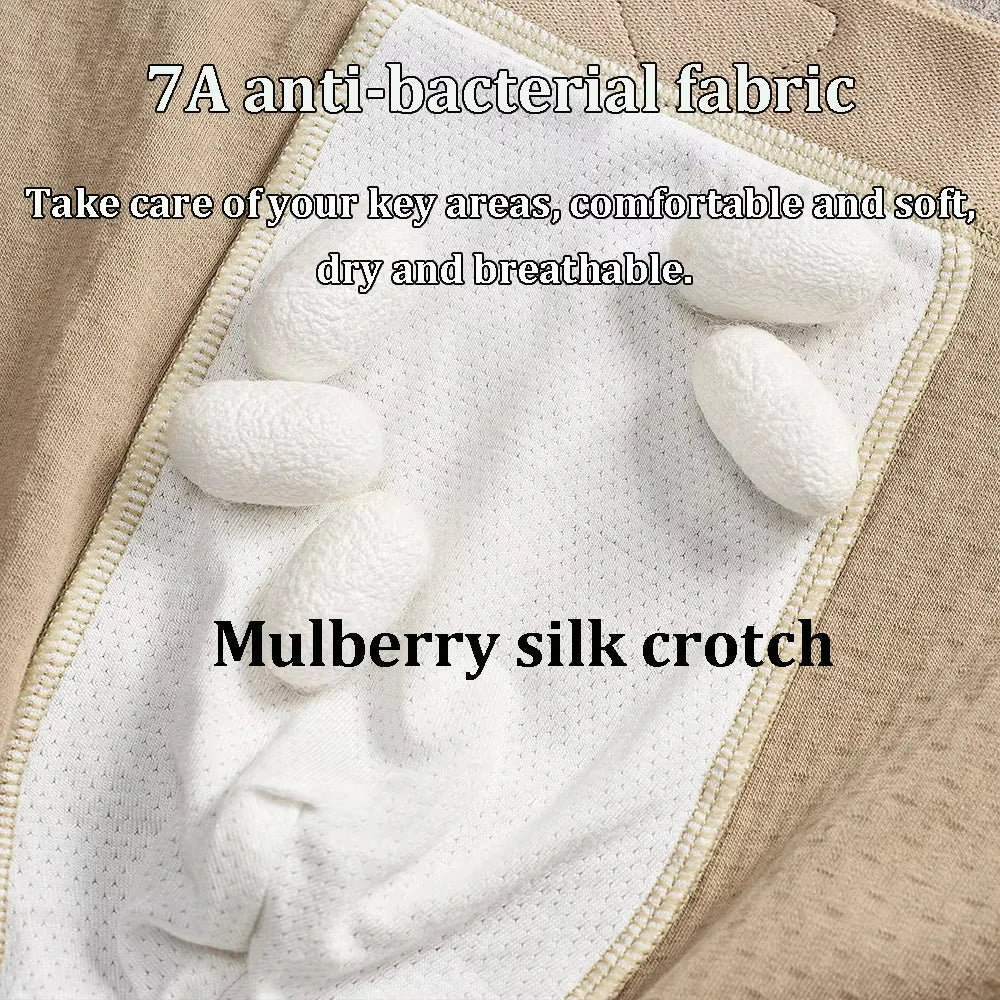 3Pcs/Pack Underwear Solid Knit Striped Men'S Panties Super Soft Hygroscopic Breathable Boxers High Elastic Waist Underpants