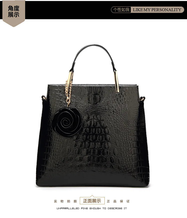 2025 New Patent Leather Women's Bag Striped Handbag Women's Crossbody Shoulder Bag Shell Bag Large Capacity Outdoor Travel