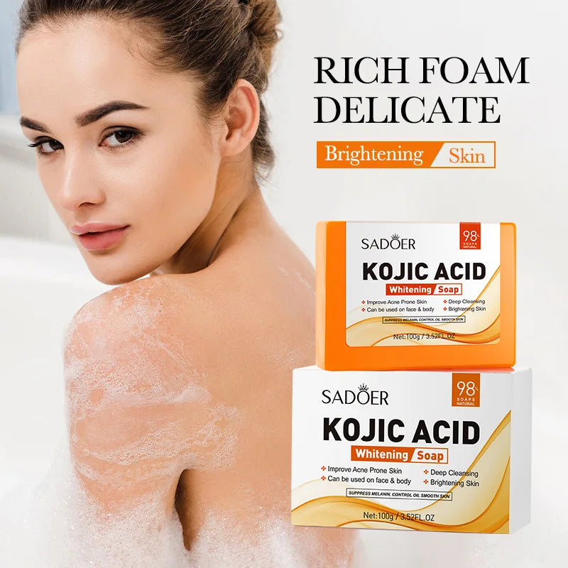 Sadoer Kojic Acid Facial Soap Face Wash Foam Facial Cleanser Moisturizing Hydrating Oil Control Body Bathing Handmade Soap