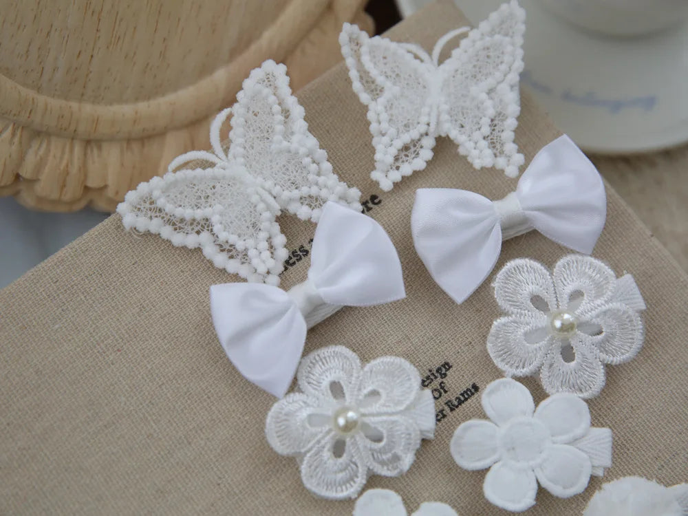 10pcs/Set Baby Hair Accessories for Girls Full Coverage Fabric Lovely Hair Clips Children's Headwear Bow Hair Accessories