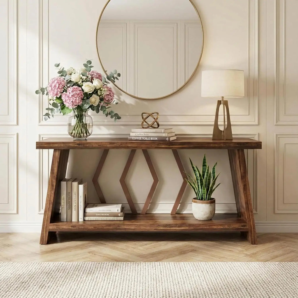 71" Narrow Console Sofa Table with Storage, Wood Farmhouse Entryway Hallway Accent Table, 71x12x32, Customized