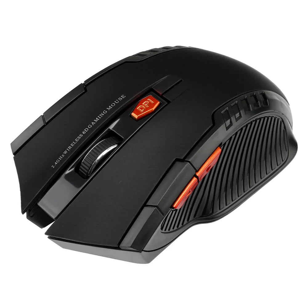 Ratón inalámbrico 2.4G con receptor USB, 6 botones, óptico profesional, ratones inalámbricos USB de desplazamiento a la derecha para PC Gamer portátil