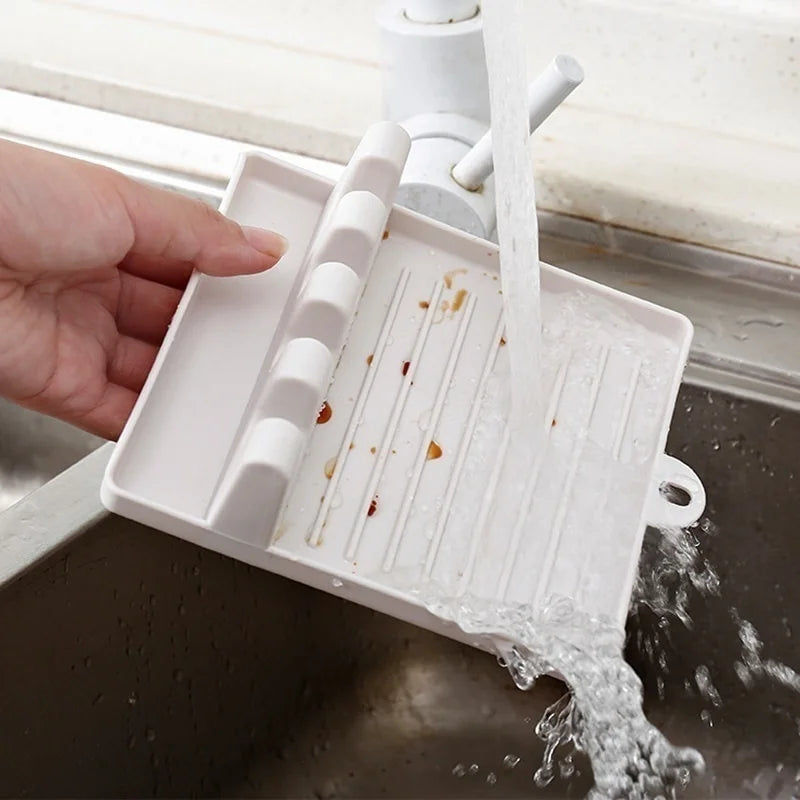 Soporte de cucharas de cocina, estante organizador de tenedores y espátulas de plástico, soporte antideslizante para palillos y cucharas