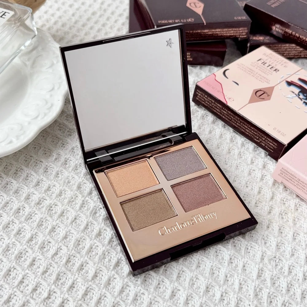 Charlotte Tilbury 4Pan Velvet&9Pan Silk Shimmer Eyeshadow&Cream Blush Dewy Long Lasting Buildable Blendable Natural Glow Makeup