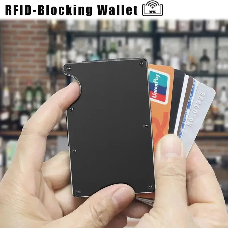 Slim RFID Protection High Quality Card Holder Men Women Aluminum Wallet Elasticity Back Pouch ID Credit Case Unisex Travel Purse