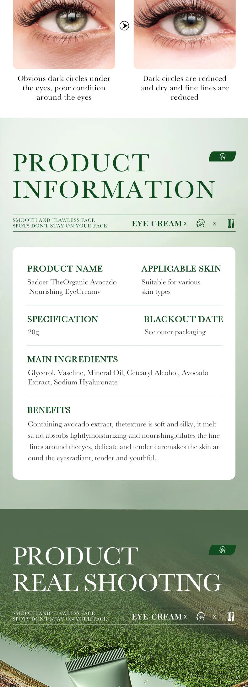 SADOER Avocado Skincare 6-Piece Set - Cleansing, Moisturizing, Care