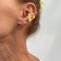 Kunjoe 2Pcs/Set Gold Color Flower Ear Clips Earrings Without Perforated For Women'S Fashion Petal Floral Ear Cuff Daily Jewelry