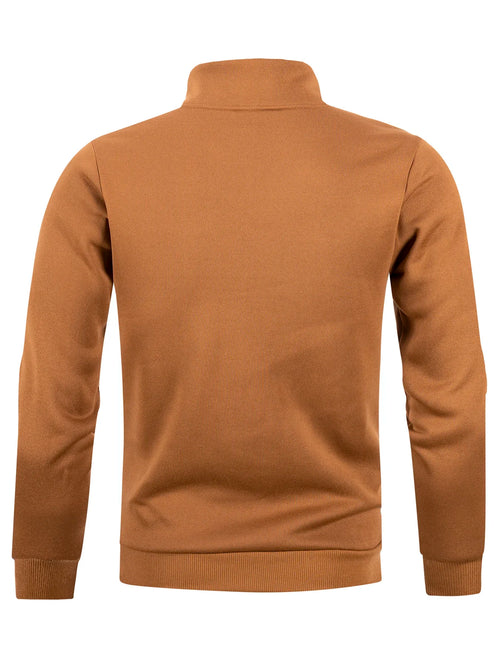Autumn Mens Zipper Pullover Turtleneck Sweater Warm Solid Color Long Sleeve Casual Top