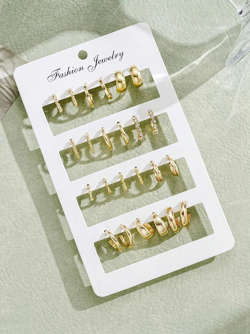 24Pcs/Set Fashion Rhinestone Small Hoop Earrings Minimalist Everyday Earring For Women'S Date Holiday Anniversary Jewelry New