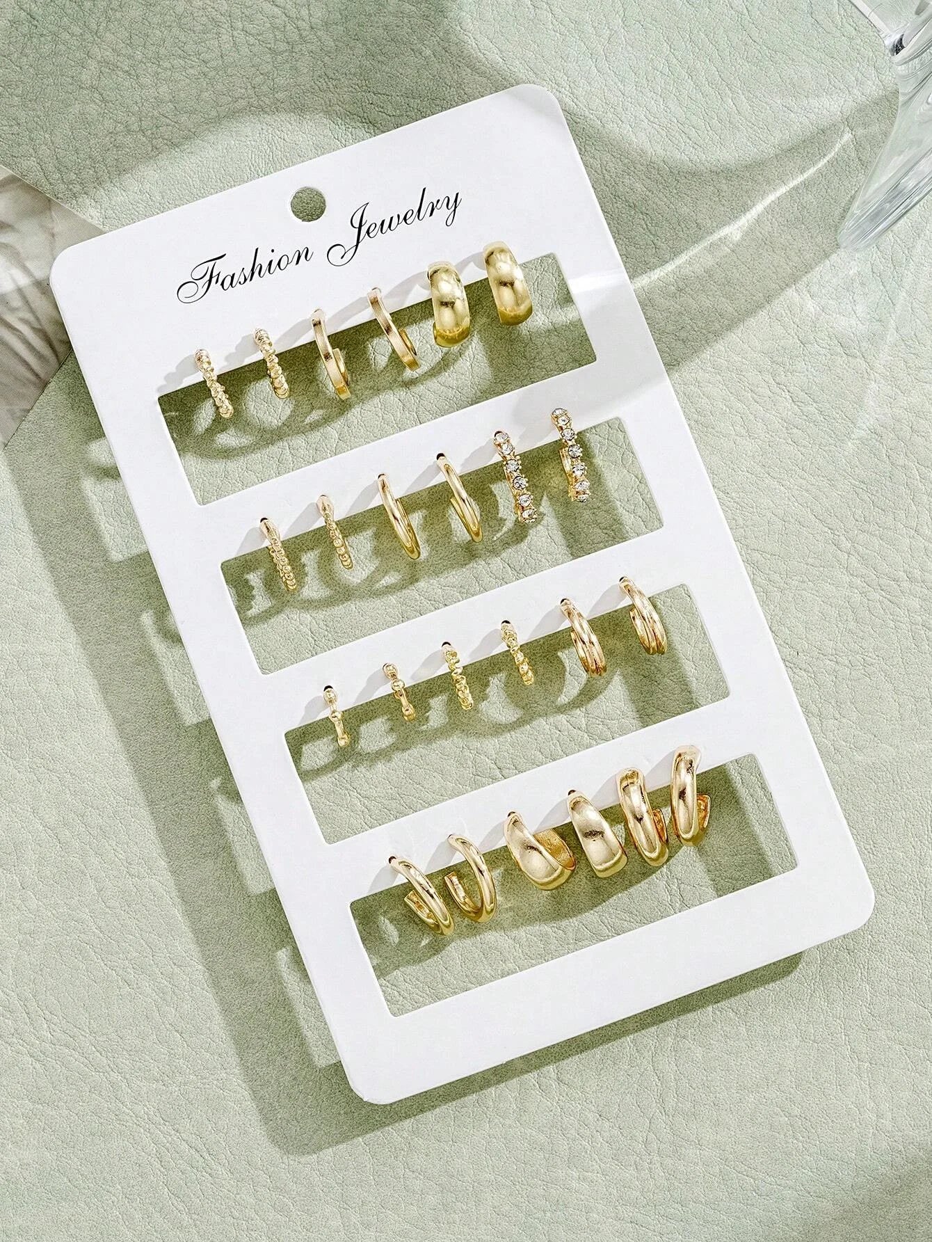 24Pcs/Set Fashion Rhinestone Small Hoop Earrings Minimalist Everyday Earring For Women'S Date Holiday Anniversary Jewelry New