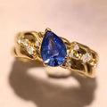 New Palace Feng Shui Blue Zircon Ring with Female Design, Personalized Temperament, Trendy Elegance, Old Money Style Jewelry