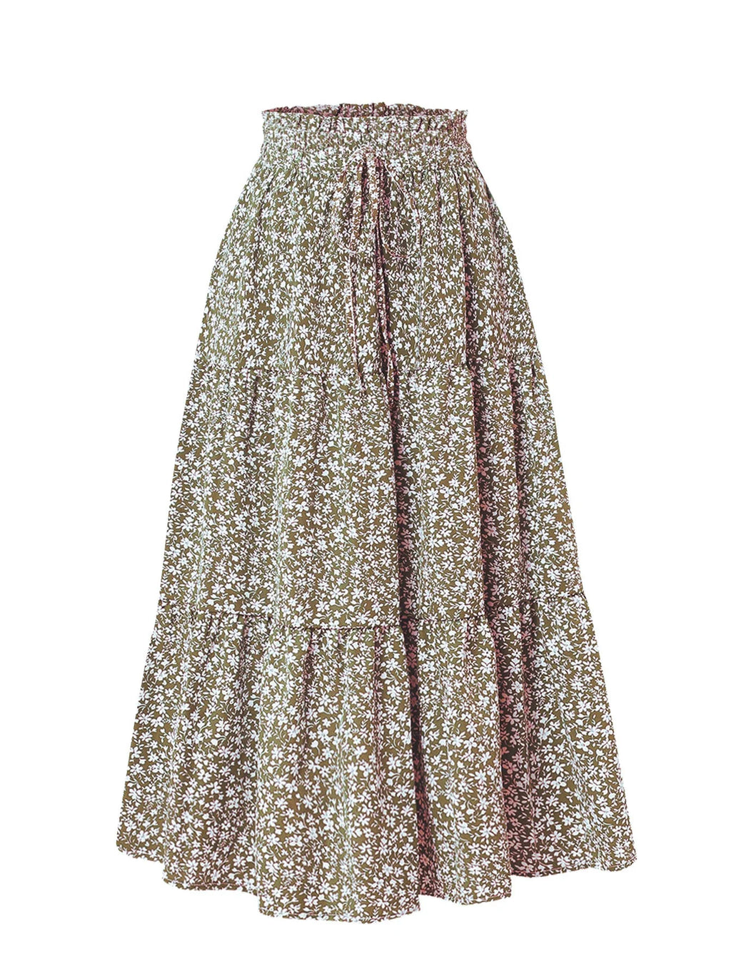 1PC Women's Summer Solid Color Bohemian A-line Midi Skirts 2026 New Female Vacation Casual Loose Faldas