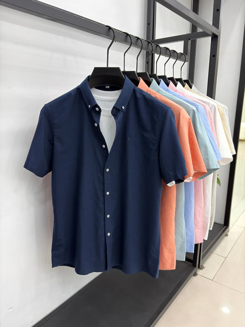 100% pure cotton short sleeve shirt summer new breathable men's T-shirt designer brand Paul Pony embroidery business casual top