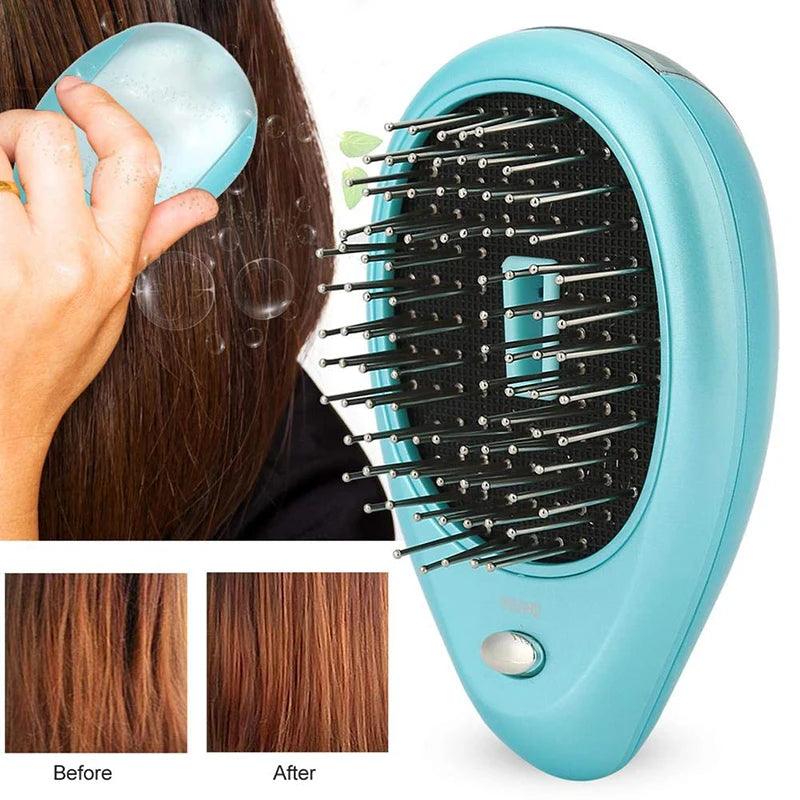 New Product Electric Sonic Vibration Magnetic Massage Comb Ion Anti-static Mini Hair Straightening Comb