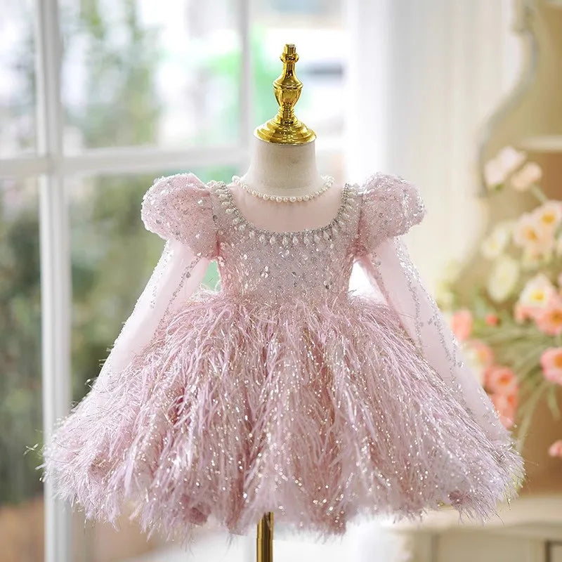Baby Girl's Dress Light Luxury High End Children's Princess Dress Little Girl Birthday Host Piano Performance Dress