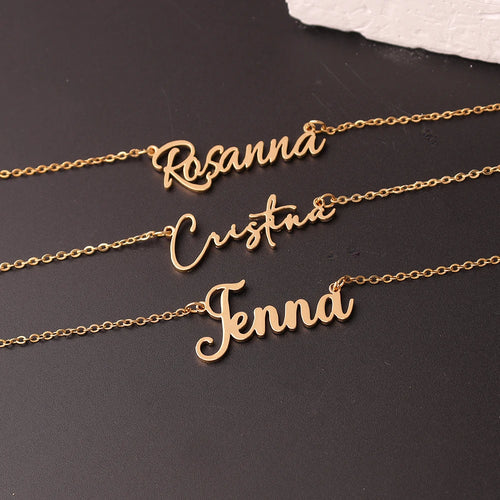 Custom Name Necklace For Women Personalised Cursive Letter Pendant Stainless Steel Jewelry Gift For Her