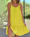 Women Floral Print Sleeveless Spaghetti Strap Beach Bohemian Dresses Ladies Vacation Summer Boho Midi Dress Robe