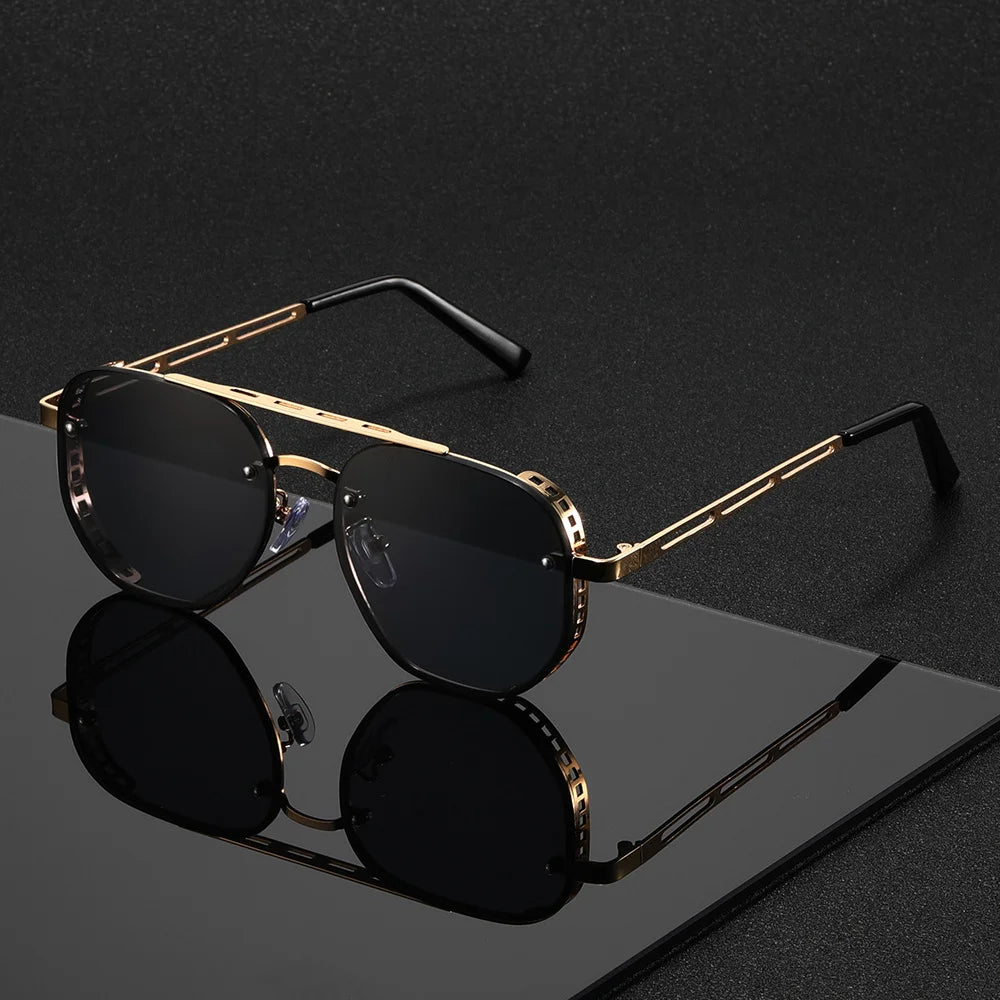Classic and fashionable double-beam metal sunglasses, high-end, simple and versatile Sun Glasses for Man Women