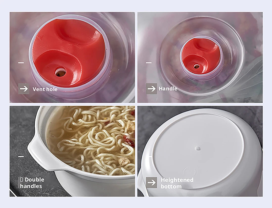 Microondas Horno Caja Especial Sopa Calentada Olla Arroz al Vapor Bollos Calientes al Vapor con Tapa Herramienta de Cocina de Grado Alimenticio Ecológica