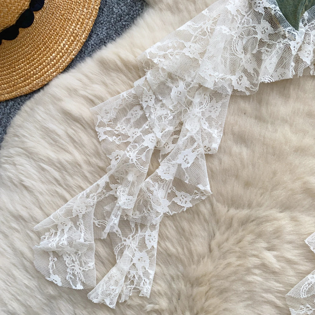 Sexy Spliced lace Chic Crop Top Korean Tanks Top Women Women Corset Bustier  women clothing