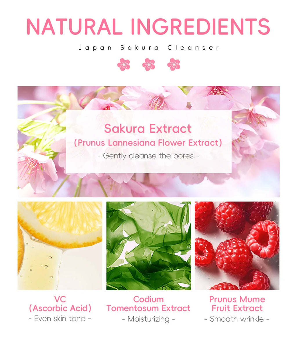 LAIKOU Sakura Facial Cleanser - 50g Gentle Deep Cleaning Face Wash