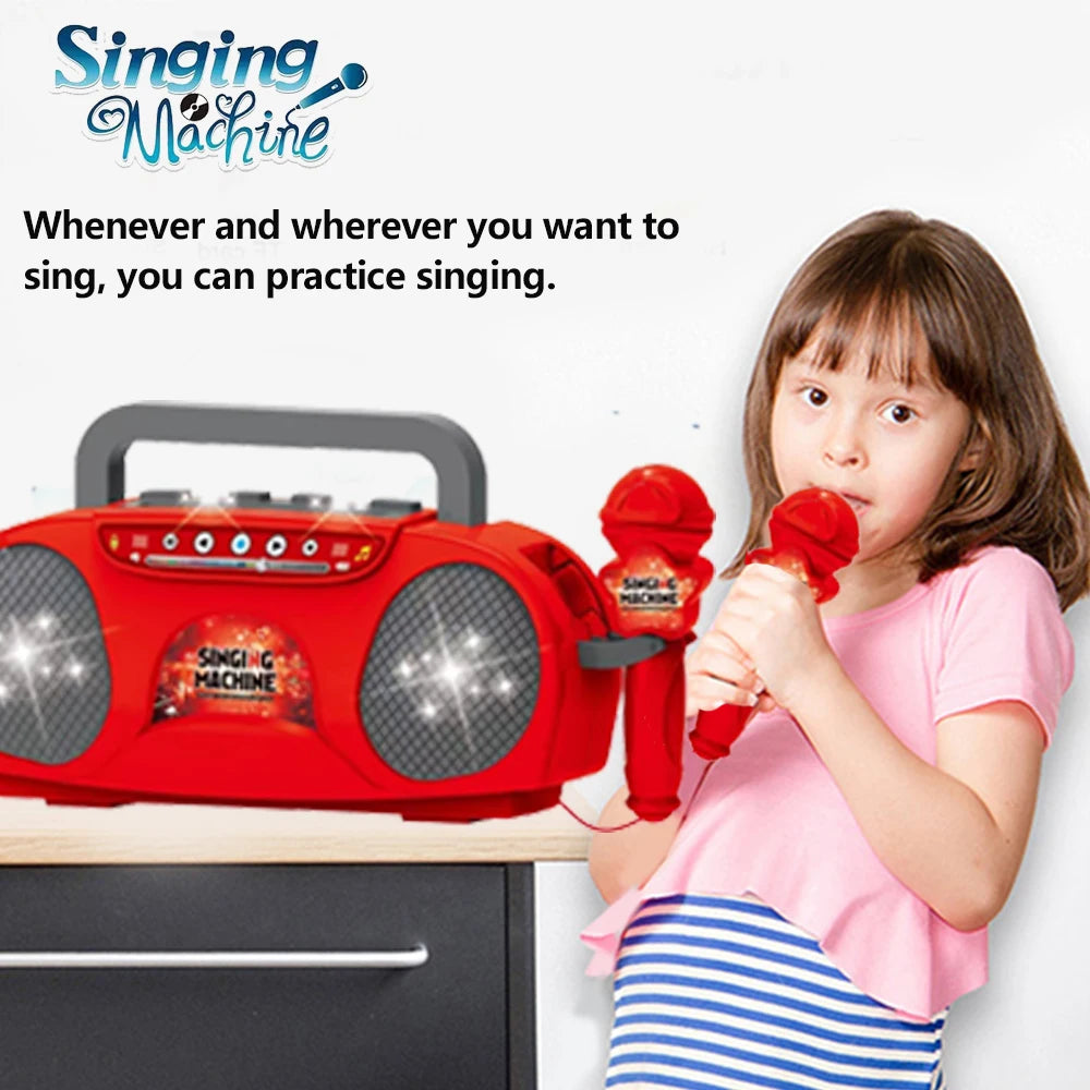 Music Instrument Microphone Karaoke Machine with Light Indoor Outdoor Travel Educational Toy Gifts for Kids Girls Children Toy