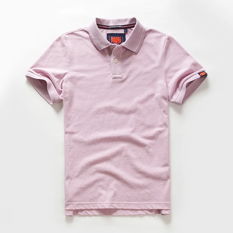 Summer New American Retro Knitted Solid Color Pearl Cotton Polo Shirts Men'S Fashion Washed Short Sleeve Lapel Casual T-Shirt