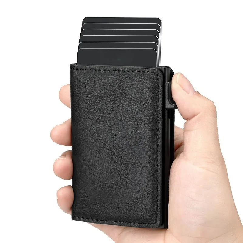 RFID Blocking Aluminum Pop-Up Card Holder Multi-Functional Designer Bank & ID Card Wallet Fashion Business Purse for Men Women
