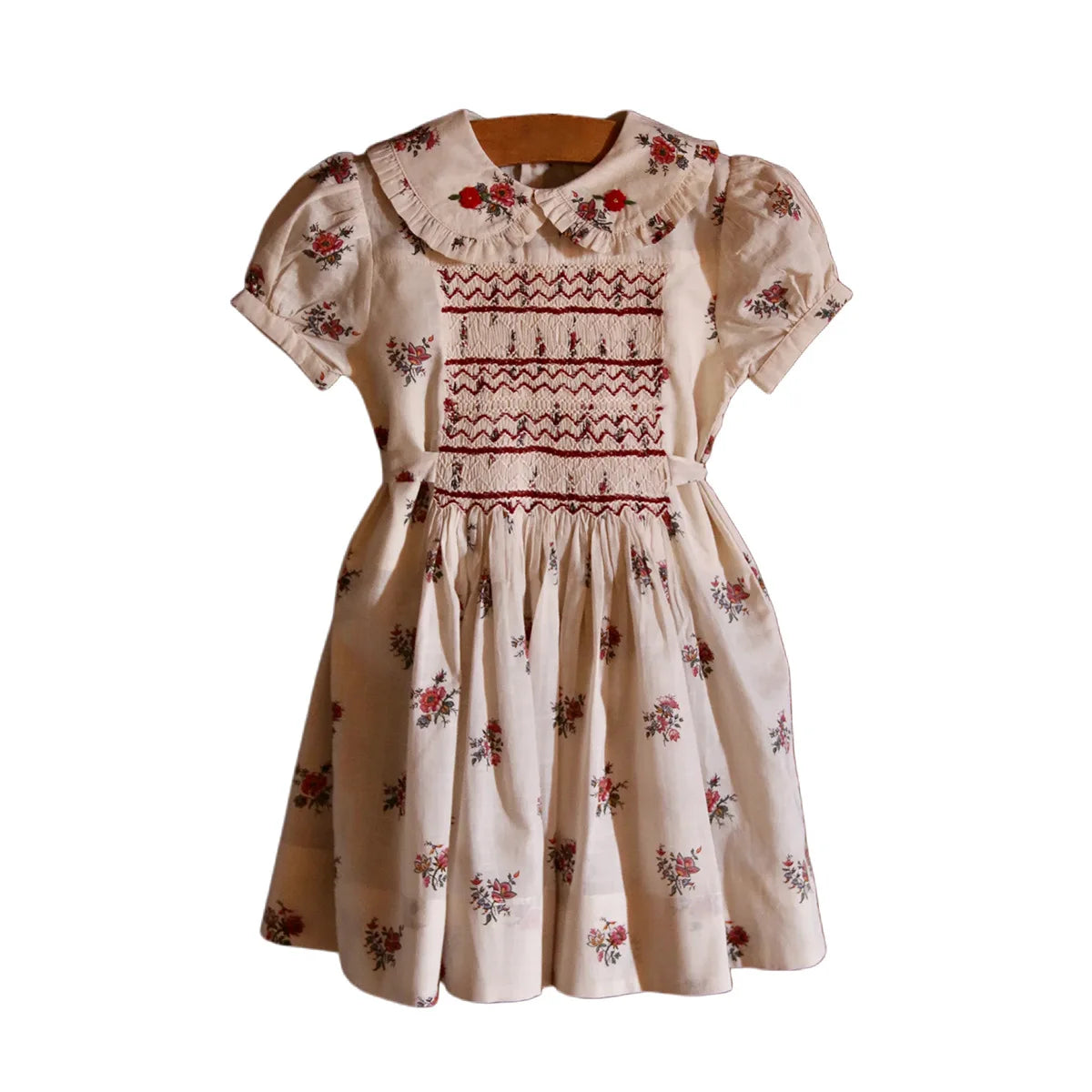 Children's Dress 2026 Summer New Product BD Girls Pastoral Embroidery Wrap Bubble Sleeve Shirt Skirt Princess Dress