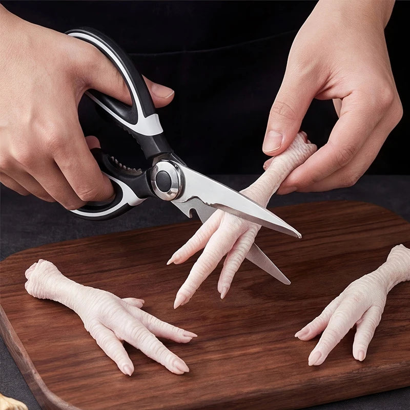 Tijeras de cocina de acero inoxidable con cortador de huesos de pollo multifuncional son adecuadas para cocinar, hornear y preparar comidas