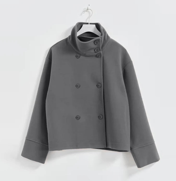 Stand Collar Women Winter Woolen Coat 2025 Spring Single Breasted Loose Female Long Sleeve Jacket Office Lady Street Short Coats