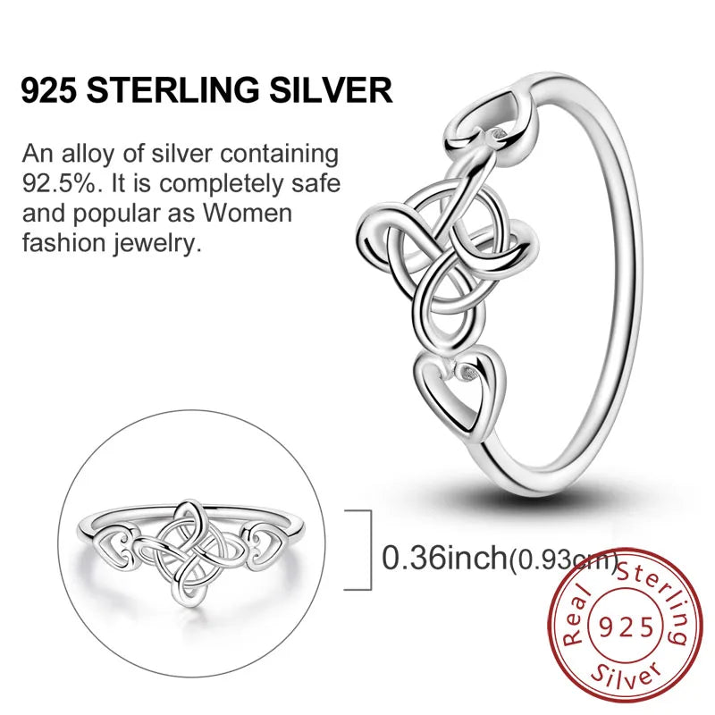 Rings Original 925 Sterling Silver Rings Bow Heart Sun Moon Star Zircon Rings For Women'S Jewelry Birthday Anniversary Gifts