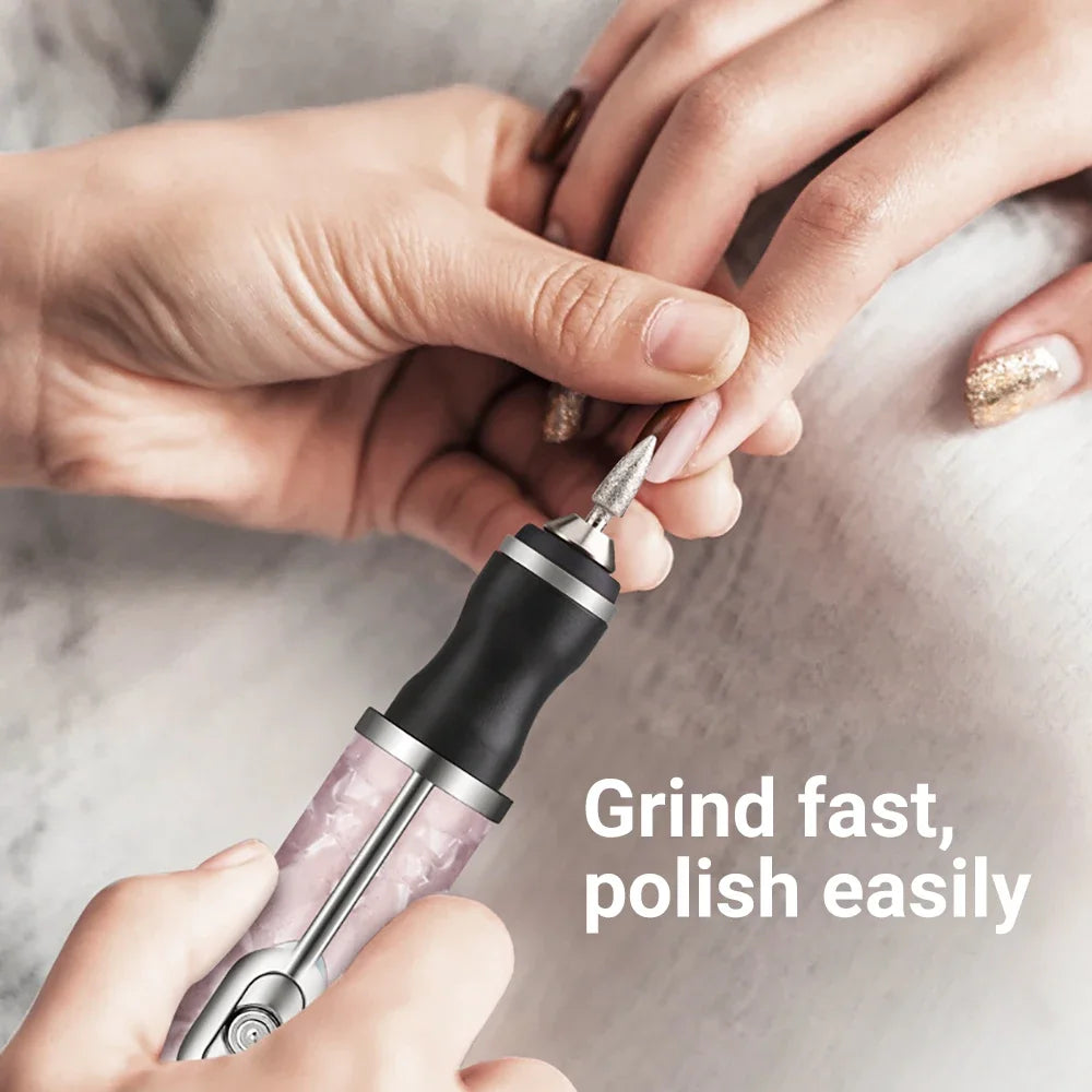 LINMANDA Rechargeable Electric Nail Grinder Nail Polishing Machine Portable Mini Electric Driil Pedicure Kit for Home Salon