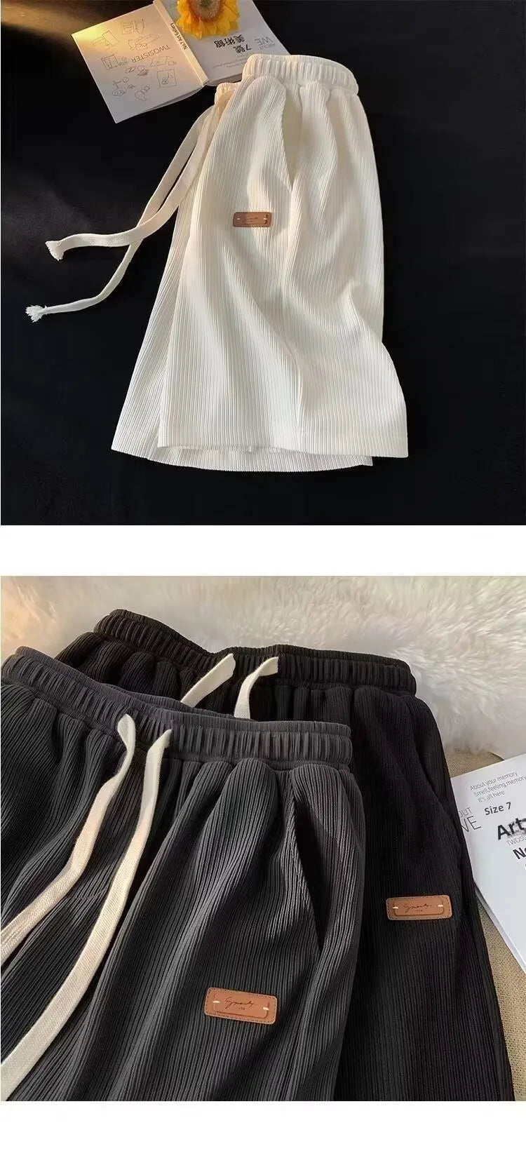 Quick Dry Men's Shorts Summer Label Design Loose Fit Sporty Five-Quarter Pants Unbranded Polyester Fiber Straight Leg Style