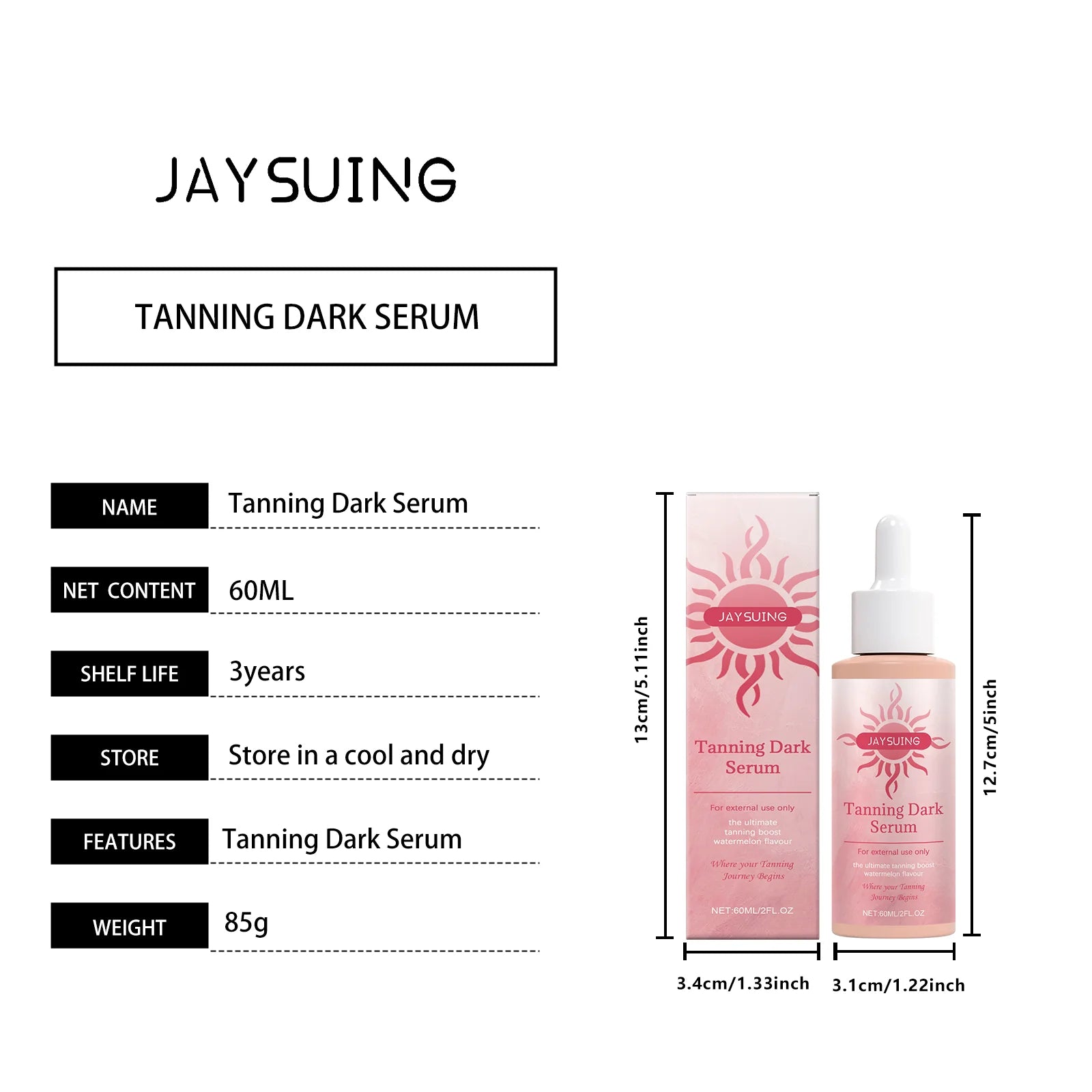 Tanning Dark Drops Watermelon Sunless Long-Lasting Bronzer Natural Wheat-Colored Skin Nourishing Vitamin E Face Body Self Tanner