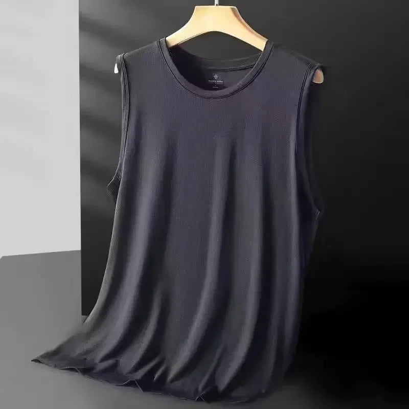 Men Ice Silk Mesh Vest Breathable Lightweight Sleeveless Tank Top For Summer Sports Fans