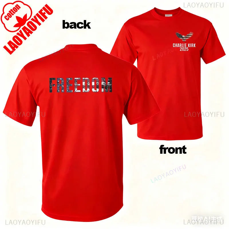 Charlie Kirk Freedom Shirt Patriotic Graphic Tee Tribute For Patriotic Activists Streetwear