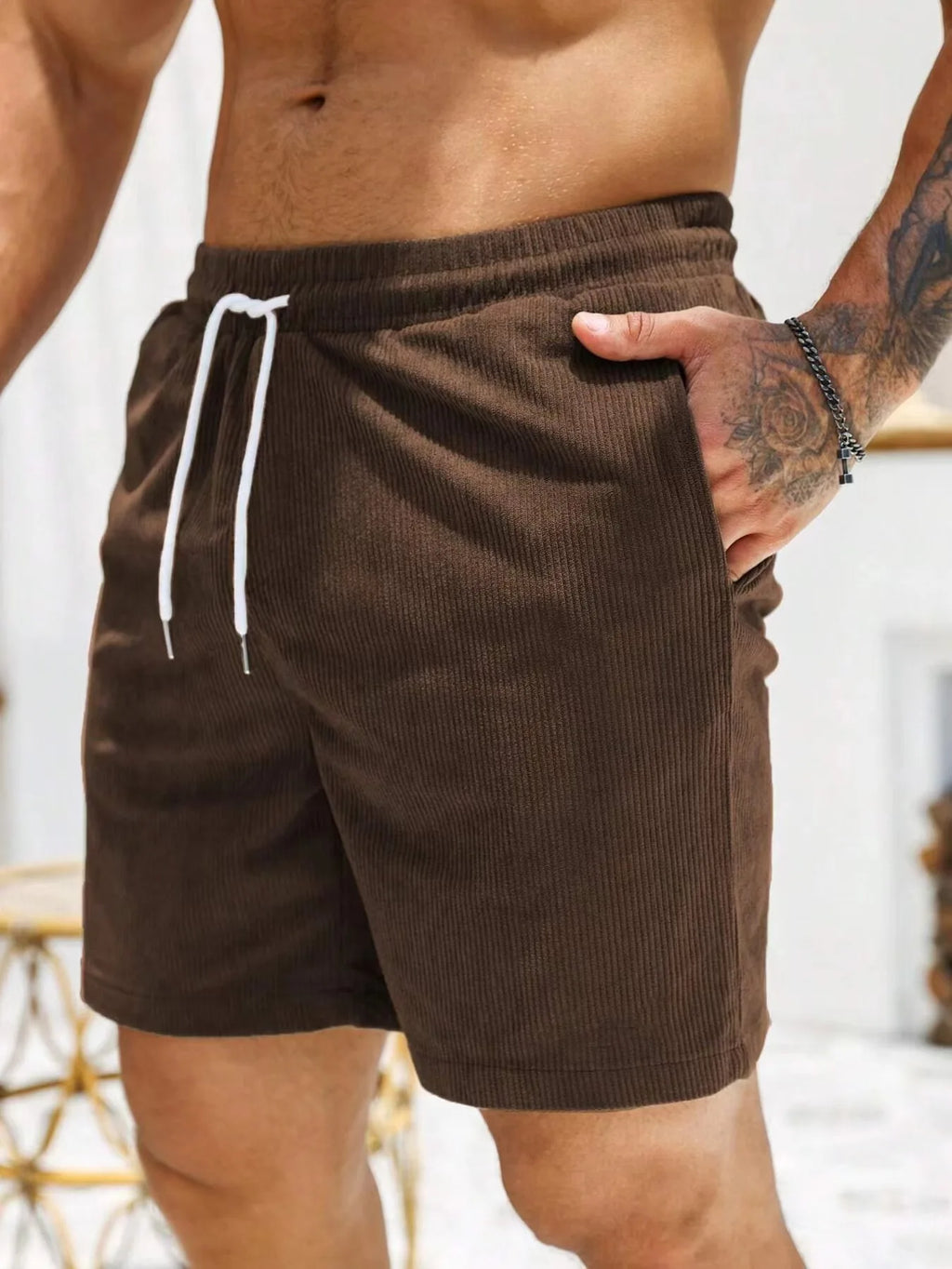 Men's Retro Corduroy Casual Shorts Men Fashion Solid Sweatpants Harajuku Corduroy Short Pants New Men Clothing Roupas