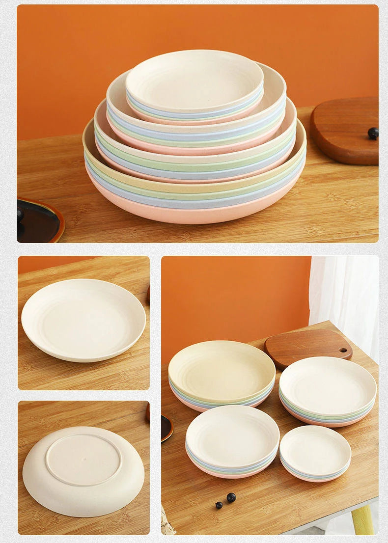 Wheat Straw Dinner Plate Set, Lightweight Unbreakable, 15cm, 6-Piece
