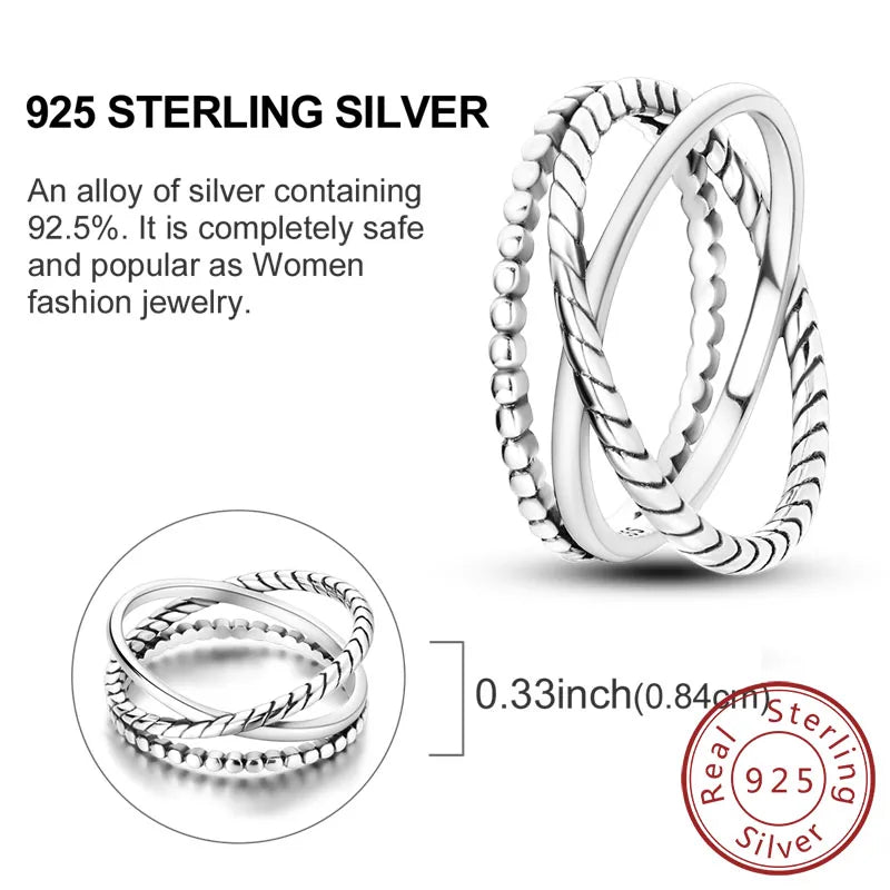 Rings Original 925 Sterling Silver Rings Bow Heart Sun Moon Star Zircon Rings For Women'S Jewelry Birthday Anniversary Gifts