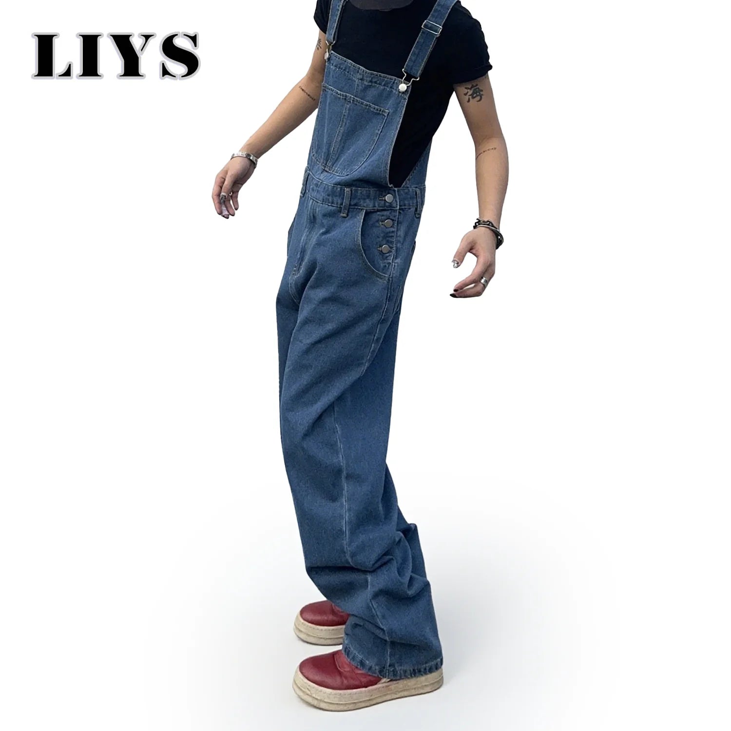 Overalls For Men Denim Suspenders Baggy Jeans Men'S Street Casual Solid Mid Waist Loose Washed Jumpsuits Length Tracksuit